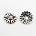 Detail of silver daisy concho metal button with pink resin center for DIY crafts - Light Pink