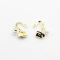 Detail of vintage gold flower and pearl charms for DIY earring jewelry making - Black-Right