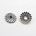 Macro shot of retro silver daisy buttons with dark blue resin gemstones for DIY crafts - Dark Blue