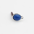 Macro detail of oval blue resin pendant with vintage silver alloy frame for DIY jewelry - Royal Blue & Silver