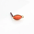 Detail of vintage gold alloy stud earring base with marquise orange resin stone and loop - Orange Textured
