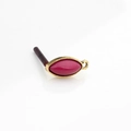 Macro detail of vintage gold alloy marquise resin earring connector with pink cabochon inlay - Rose Red