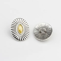 Detail of vintage zinc alloy oval button with silver texture and yellow resin inlay - Gold Yellow
