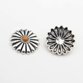 Vintage silver daisy concho with amber resin stone for DIY craft accessories - Orange