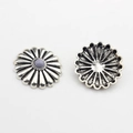 Vintage silver daisy resin button with purple center bead for DIY jewelry and crafts - Purple