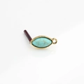 Detail of vintage gold alloy marquise resin turquoise stone ear stud jewelry component - Blue Textured Yellow