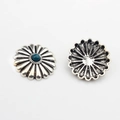 Set of two vintage bohemian style silver daisy charms with blue center stones - Navy Blue
