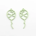 Detail of light green matte alloy balloon pendants with hollow heart for DIY jewelry - Green