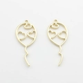 Detail of hollow heart balloon pendants in pale gold alloy for DIY jewelry making - Gold