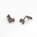 Detail of chocolate brown matte bow ear clip converters with U-shaped clip design - Brown