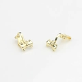 Detailed view of gold-polished alloy bow clip-on earrings for DIY jewelry making - Gold
