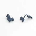 Detail of navy blue matte lacquer bow-shaped clip-on earring converters for DIY jewelry - Navy Blue