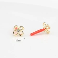 Detail view of 10mm gold flower stud earring with pearl and zircon inlay for DIY jewelry - Flower-Rhinestone