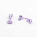 Detail view of purple matte heart ear clip adapters with uniform painted surface - Purple