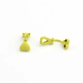 Detail view of heart-shaped clip-on earrings in a matte lime green painted finish - Green
