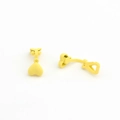 Detail of yellow heart-shaped clip-on earrings with matte enamel finish for non-pierced ears - Yellow