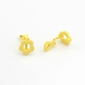 Detail of matte lemon yellow plum flower clip-on earrings with spring clip backing - Yellow