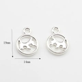 Silver hollow round puppy pendant charm for DIY jewelry making, 19mm size detail - Round - Silver