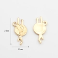 Detailed macro view of gold alloy knitting yarn charm showing 24x11mm dimensions - Geometric-Gold