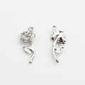 Detail of silver rose pendants with realistic petals and stem for DIY jewelry making - Silver