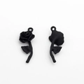 Detail of matte black alloy rose pendants with floral petals and stem for DIY earring crafts - Black