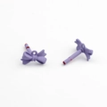 Detail of purple matte painted mini bow pendant with loop for DIY jewelry making - Purple