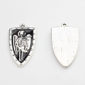 Detail of silver alloy shield charms with black enamel and knight relief for DIY jewelry - Black-Silver