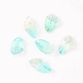Vue macro de perles en verre de pétale bleu avec feuille d'or pour accessoires Hanfu - Vert émeraude