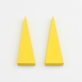 Detail of yellow isosceles triangle wooden charms with natural grain for DIY earrings - Yellow