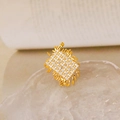 Lussuosa spilla geometrica dorata con micropavé di zirconi bianchi scintillanti - Oro