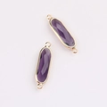 Ciondolo ovale in cristallo viola con doppi anelli dorati per la creazione di gioielli - Viola