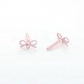 Pink bow earring connector with small hanging loop for DIY jewelry making material - Hollow Style / Pink Hollow