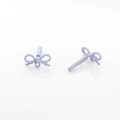 Macro detail of matte light purple bow stud earrings for DIY jewelry making - Hollow Style / Purple Hollow