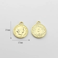 Detail showing front and back of 17mm gold coin pendant with queen portrait and wreath - Gold Helvetia Style (05)