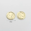 Detailed close-up of 20mm golden coin charms with Elizabeth II portrait for DIY jewelry - Gold Portrait Style (07)