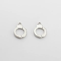 Detailed view of silver handcuff-shaped metal charms for DIY necklace and bracelet jewelry making - Round - Silver