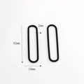 Technical drawing of 42mm x 10mm oval copper ring charm with 2mm thickness spec - Vertical Bar