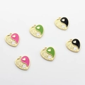 Colorful heart Yin Yang alloy pendant charms for DIY jewelry making in multiple colors - Random Mixed Styles