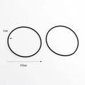 Detail view of two black 40mm rubber O-rings with 1mm thickness for sealing - 40mm