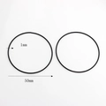 Detail of two 50mm black rubber rings with 1mm thickness for DIY jewelry making - 50mm