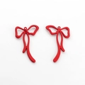 Detail of red matte lacquered metal bow pendant charms for DIY jewelry making - Red