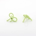 Detail of light green matte bow earrings with twisted rope texture on a white background - Twisted Rope Small Style / Green