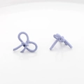 Detail of lavender purple matte bow earrings featuring twisted rope texture on white background - Twisted Rope Small Style / Purple