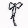Polished black spray-painted metal bow pendant for DIY jewelry making and earrings - Bright Black