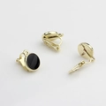 Detailed macro view of gold round enamel ear clips for DIY jewelry making - 10mm / Gold-Black