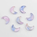 Vue détaillée des perles de lune en verre dégradé violet avec des flocons dorés - Dégradé Bleu Violet