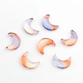 Détail macro de perles en verre lune avec dégradé violet orange et feuilles d'or - Dégradé Bleu Orange