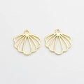 Detailed macro of golden alloy hollow scallop shell pendants for DIY earring making - Gold Plating