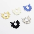 Hollow sunburst fan-shaped alloy charms for DIY earrings in various metallic and matte colors - Random Mixed