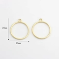 Detail showing 25x29mm hollow circle earring pendants with top loop in golden finish - Single Loop Style / Gold